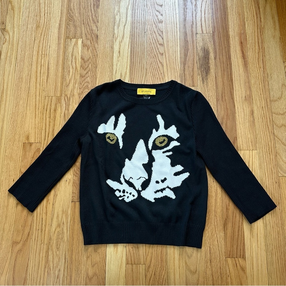 St. John Yellow Label Black Knit Sweater 3/4 Sleeve Sz P or 2